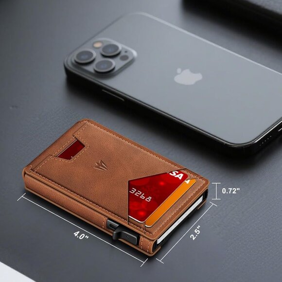 Elegant Minimalist Wallet with RFID Security & Money Clip, Brown Gift Ready - Picture 3 of 6